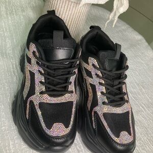 Berness Women’s Rhinestone Platform Sneakers Size 5
